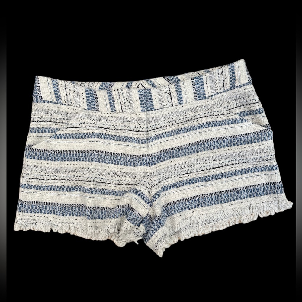 S & D USA made fabric beach shorts, boho, fringe , front pockets